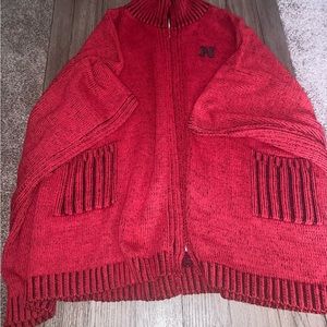 Nebraska Huskers Knit Zip Poncho L/XL NWT